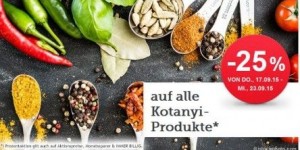 Beitragsbild des Blogbeitrags [Spar] -25% auf alle Kotanyi Produkte 