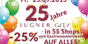 Beitragsbild des Blogbeitrags [TOP] Lugner City: 25% in 55 Shops + Gastrolokalen (+ganztags gratis Parken) – 24.9 + 25.9.2015 