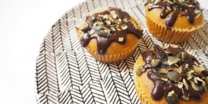 Beitragsbild des Blogbeitrags Herbstlicher geila Sch*: Kürbismuffins