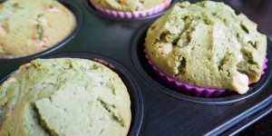 Beitragsbild des Blogbeitrags Geburtstags-Gewinnspiel: Matcha-Muffins mit weißer Schokolade 