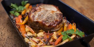 Beitragsbild des Blogbeitrags Mostbratl mit Herbstgemüse 