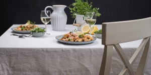Beitragsbild des Blogbeitrags Frischkäsepasta mit Garnelen