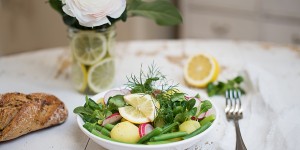 Beitragsbild des Blogbeitrags Frühlings-Kartoffelsalat mit Zitronendressing