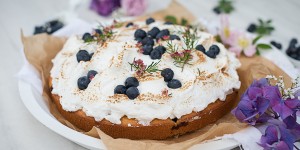 Beitragsbild des Blogbeitrags Schwarzbeer Blechkuchen mit Baiser Topping 