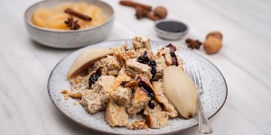 Beitragsbild des Blogbeitrags Nussschmarren mit Birnenkompott & Bio Holunder Marmelade