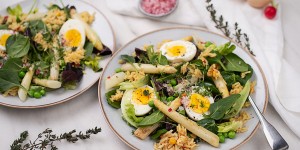 Beitragsbild des Blogbeitrags Frühlingssalat mit Spargel und Reis 