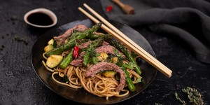 Beitragsbild des Blogbeitrags Mie Nudel Pfanne mit Steakstreifen 