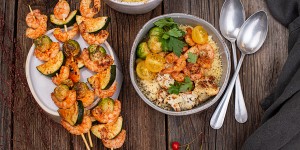 Beitragsbild des Blogbeitrags Garnelen Bowl mit Curry Mayo