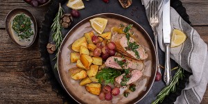 Beitragsbild des Blogbeitrags One Pan Schweinefilets 