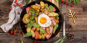 Beitragsbild des Blogbeitrags Wintergemüse Leberkäse Pfanne 