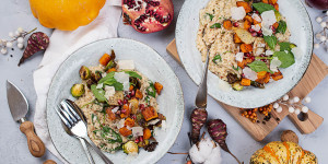 Beitragsbild des Blogbeitrags Winter Risotto mit geröstetem Gemüse