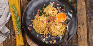 Beitragsbild des Blogbeitrags Spaghetti Carbonara mit Tiroler Speck
