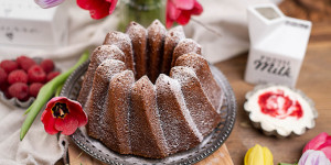 Beitragsbild des Blogbeitrags Vanille Joghurt Gugelhupf mit Himbeerschlag