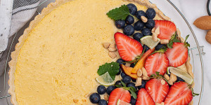 Beitragsbild des Blogbeitrags Vegane Melonen Mango Tarte