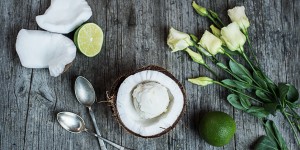 Beitragsbild des Blogbeitrags Kokosnuss Limetten Sorbet