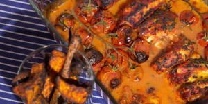 Beitragsbild des Blogbeitrags Mozzarella Tomate Ofenpute mit Süßkartoffelwedges