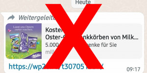 Beitragsbild des Blogbeitrags WhatsApp-Warnung vor: „Kostenlose Oster-Geschenkkörbe von Milka“