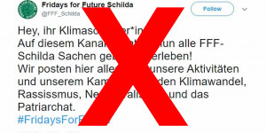 Beitragsbild des Blogbeitrags „Fridays for Future Schilda“ kein echter FFF-Account auf Twitter 