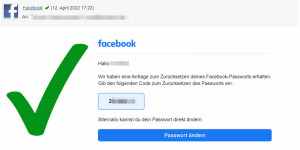 Beitragsbild des Blogbeitrags Facebook-Mail: neues Facebook-Passwort angefordert, obwohl man dies nicht verlangt hat!