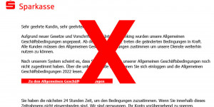 Beitragsbild des Blogbeitrags Sparkasse Phishing-Mails unter dem Vorwand geänderter AGB