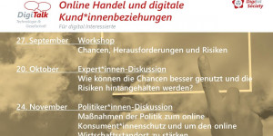 Beitragsbild des Blogbeitrags Digitalks im Herbst (online Handel und digitale Kund*innenbeziehungen)