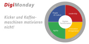 Beitragsbild des Blogbeitrags DigiMonday: Kicker und Kaffeemaschinen motivieren nicht! 