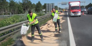 Beitragsbild des Blogbeitrags 400m Dieselspur nach Lkw-Unfall auf Südautobahn 