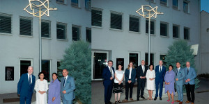 Beitragsbild des Blogbeitrags Festakt und Illuminierung des Lichtzeichens am ehemaligen Standort der Synagoge