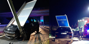 Beitragsbild des Blogbeitrags Abfahrt verpasst: Fahrzeug crashte in Verkehrstafel