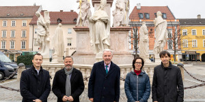 Beitragsbild des Blogbeitrags Wiener Neustadt: Mariensäule am Hauptplatz in neuem Glanz