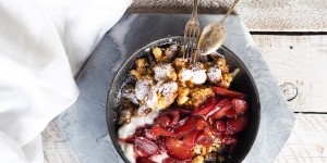 Beitragsbild des Blogbeitrags Fluffiger Topfenschmarren mit Polenta – mhhh!