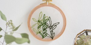 Beitragsbild des Blogbeitrags DIY: Minimalistisches Stickbild auf transparentem Stoff