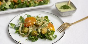 Beitragsbild des Blogbeitrags Rezept: Kohlsprossen-Fenchel-Salat mit Minz-Dressing und Blutorange