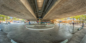 Beitragsbild des Blogbeitrags Die Skater unter der Reichsbrücke (Wien)
