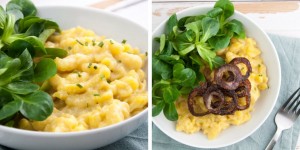 Beitragsbild des Blogbeitrags Cheesy Spaetzle (Vegan) 