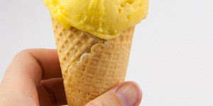 Beitragsbild des Blogbeitrags 2-Ingredient Vegan Mango Ice Cream 
