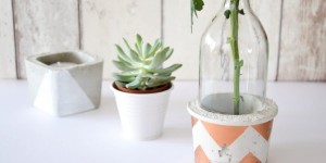 Beitragsbild des Blogbeitrags DIY Vase aus Altglas und Beton 