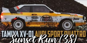 Beitragsbild des Blogbeitrags Tamiya XV-01 Audi Sport Quattro – Sunset Run (3S) 