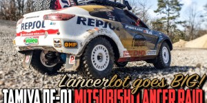 Beitragsbild des Blogbeitrags Tamiya DF-01 Mitsubishi Lancer Raid – Lancerlot goes BIG 