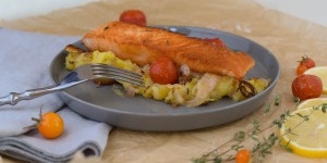 Beitragsbild des Blogbeitrags Fischlein deck dich – Knuspriges Lachsfilet