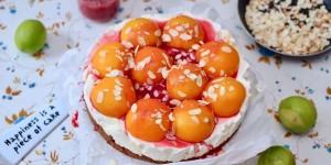 Beitragsbild des Blogbeitrags PFIRSICH-CHEESECAKE MIT HIMBEERSAUCE
