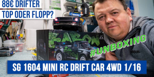 Beitragsbild des Blogbeitrags Top oder Flop? – SG 1604 Brushless Mini RC Drift Car 1/16 für nur € 88,-