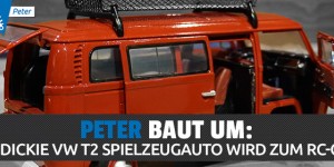 Beitragsbild des Blogbeitrags RC Umbau: Dickie-Tamiya VW T2 Spielzeugauto zum ferngesteuerten Auto (1:14 )