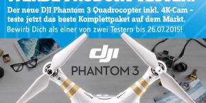 Beitragsbild des Blogbeitrags DJI PHANTOM 3 Professional – Produkttester gesucht! 