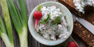 Beitragsbild des Blogbeitrags Radieschen Aufstrich mit Frühlingskräutern