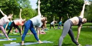 Beitragsbild des Blogbeitrags Samstag vormittags Yoga im Donnenberg Park 