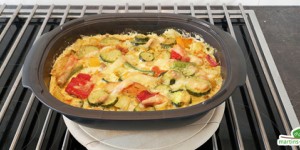 Beitragsbild des Blogbeitrags Grillgemüse-Gratin mit Fleisch