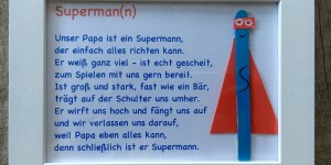 Beitragsbild des Blogbeitrags Vatertag Geschenk: Ultraschnelles DIY: Papa ist unser Superheld