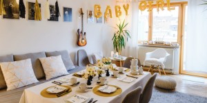 Beitragsbild des Blogbeitrags Baby Shower einmal anders: schwarzweiße Streifen in Kombination mit Gold 