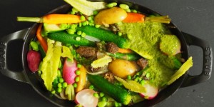 Beitragsbild des Blogbeitrags Kokotte mit Frühlingsgemüse und Mailingen